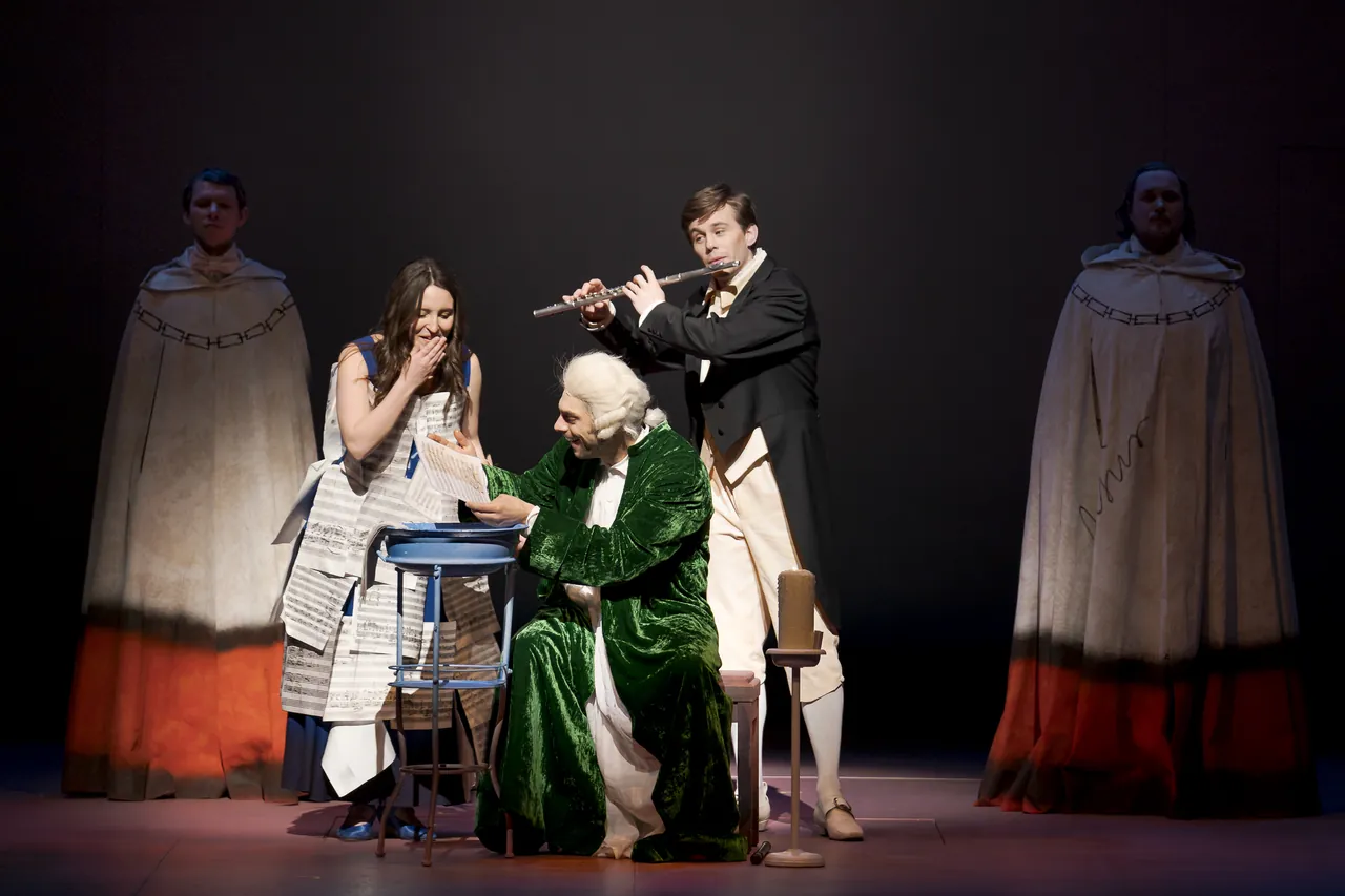 Pamina, Mozart and Tamino with the magic flute
